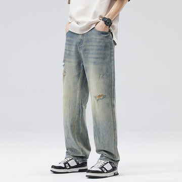 Driftwash Distressed Wide-Leg Jeans