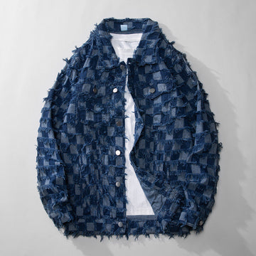 Frayed Mosaic Denim Jacket