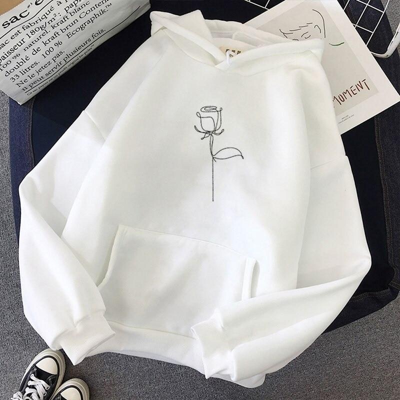 Embroidered Rose Relaxed Hoodie