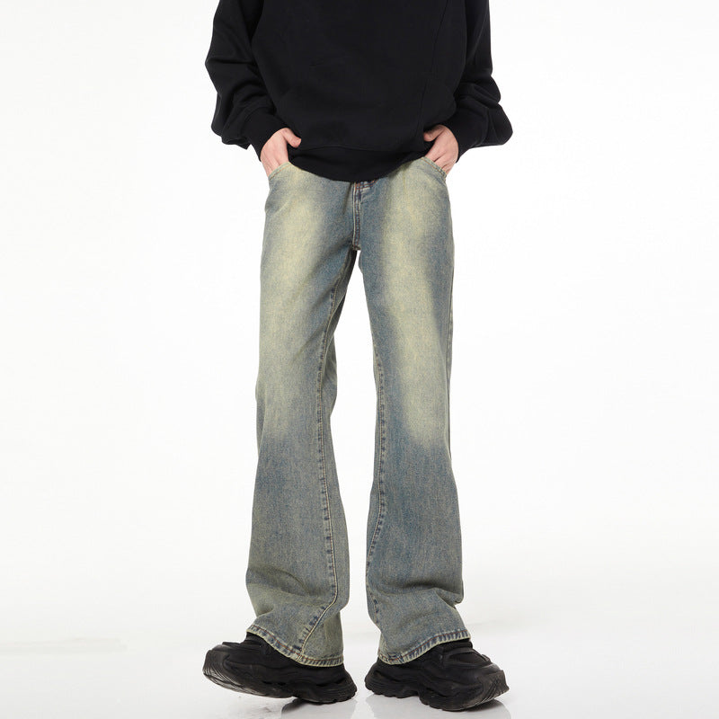 Faded Wash Wide-Leg Jeans