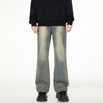Faded Wash Wide-Leg Jeans