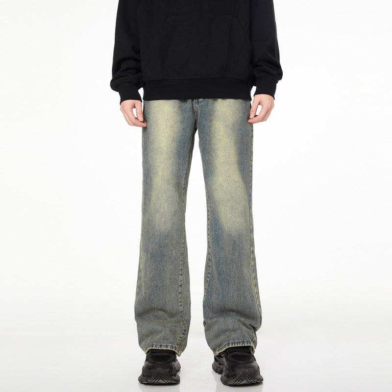 Faded Wash Wide-Leg Jeans