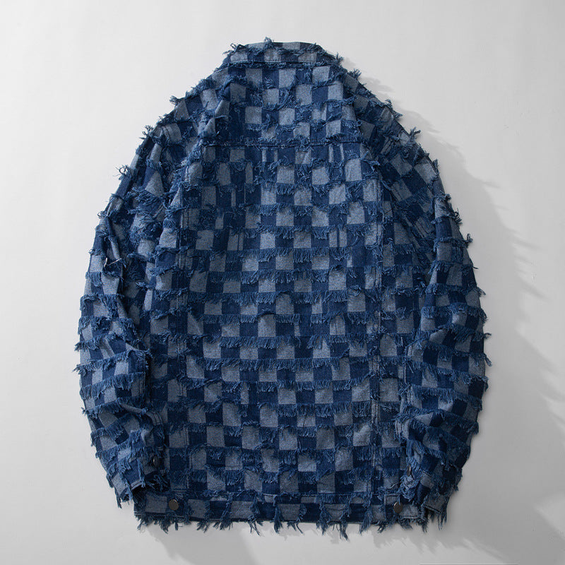 Frayed Mosaic Denim Jacket