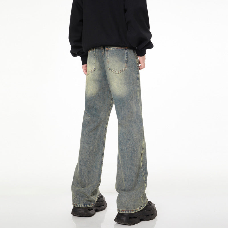 Faded Wash Wide-Leg Jeans